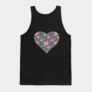 Cute heart pattern in teal background Tank Top